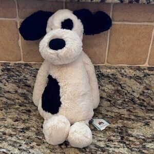 Jellycat Cream and Black Plush Puppy